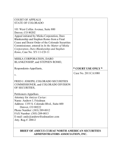 NASAA`s Brief to the Colorado Court of Appeals in support of a Final