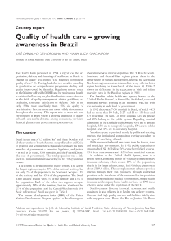 Quality of health care &ndash; growing awareness in Brazil