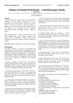 Claims of Global B-Schools &ndash; A Stethoscopic Study