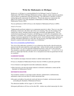 Call for Mathematics in Michigan MP6
