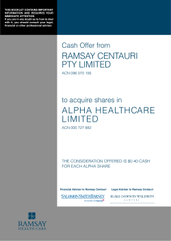 ALPHA HEALTHCARE LIMITED RAMSAY CENTAURI PTY LIMITED