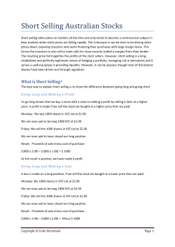 Short Selling Australian Stocks