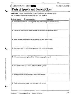Parts of Speech and Context Clues - The Official Site