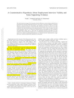 A Counterintuitive Hypothesis About Employment Interview Validity