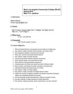 Math 70: Course syllabus - West Los Angeles College