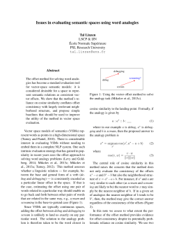 Issues in evaluating semantic spaces using word analogies