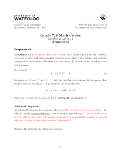 Grade 7/8 Math Circles Sequences Sequences