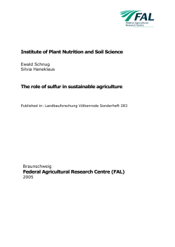 The role of sulfur in sustainable agriculture