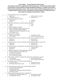 Unit 1 Matter - Honors Chemistry Practice Exam. ALL questions