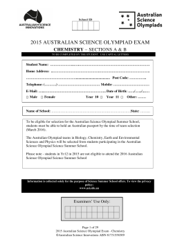 2015 AUSTRALIAN SCIENCE OLYMPIAD EXAM