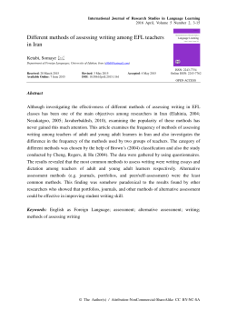 Different methods of assessing writing among EFL teachers in Iran