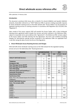 Direct wholesale access reference offer