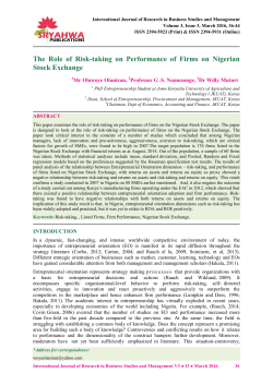 The Role of Risk-taking on Performance of Firms on Nigerian Stock