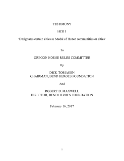 TESTIMONY HCR 1 &ldquo;Designates certain cities as Medal of Honor