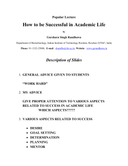 How to be Successful in Academic Life