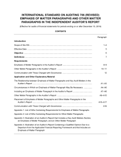 Emphasis of Matter Paragraphs and Other Matter Paragraphs
