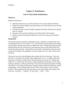 Chapter 12: Stoichiometry Lab 14: Fizzy Drink Stoichiometry