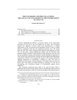 Private Rights and Private Actions: The Legacy of Civil Rights in the