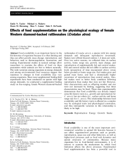 Effects of food supplementation on the physiological ecology of