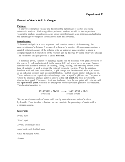 Experiment 21 Percent of Acetic Acid in Vinegar