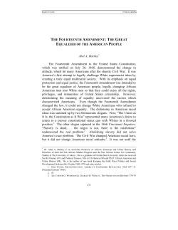 The Fourteenth Amendment: The Great Equalizer