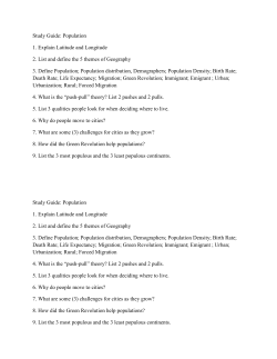 Study Guide: Population 1. Explain Latitude and Longitude 2. List