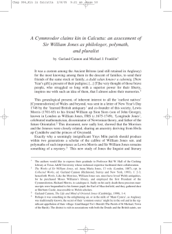 A Cymmrodor claims kin in Calcutta: an assessment of Sir William