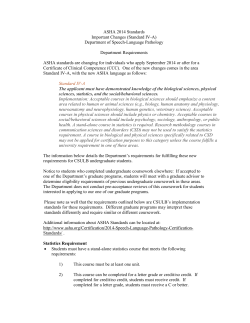 ASHA 2014 Standards Important Changes (Standard IV