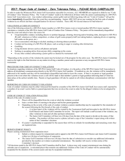 Player Code of Conduct &ndash; Zero Tolerance Policy