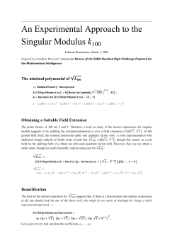 An Experimental Approach to the Singular Modulus k100