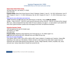 Summer Programs List | 2015