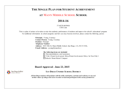 THE SINGLE PLAN FOR STUDENT ACHIEVEMENT AT MANN