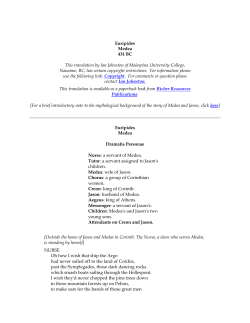 Euripides Medea 431 BC This translation by Ian Johnston of