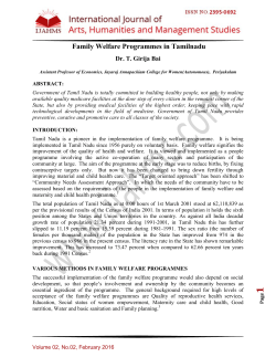 Family Welfare Programmes in Tamilnadu