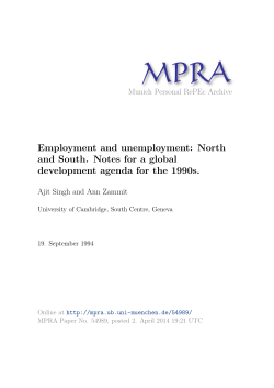 Employment and unemployment: North and South. Notes for a