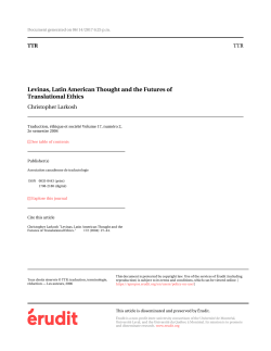 Levinas, Latin American Thought and the Futures of