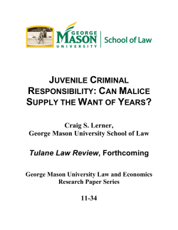 Juvenile Criminal Responsibility: Can Malice Supply the Want of