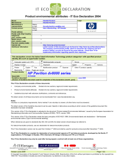 IT Eco Declaration for the HP Pavilion dv8000 series notebook PC