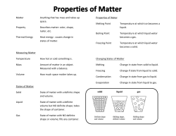 Matter Anything that has mass and takes up space. Property