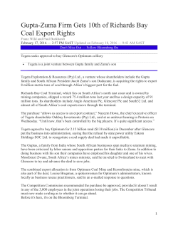 Gupta-Zuma Firm Gets 10th of Richards Bay Coal Export Rights
