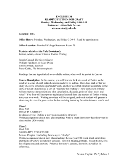 Sexton, English 134 Syllabus, 1 ENGLISH 134 READING FICTION