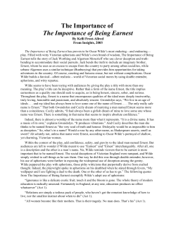 The Importance of The Importance of Being Earnest