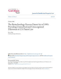 The Biotechnology Process Patent Act of 1995