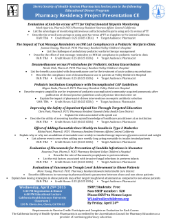 Pharmacy Residency Project Presentation CE