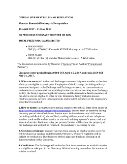 OFFICIAL GIVEAWAY RULES AND REGULATIONS Monster