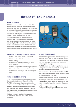 The Use of TENS in Labour - Women and Newborn Health Service
