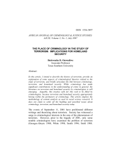 The Place of Criminology in the Study of Terrorism