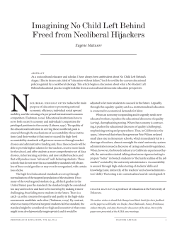 Imagining No Child Left Behind Freed from Neoliberal Hijackers