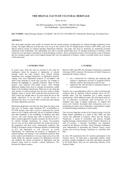 THE DIGITAL FACTS OF CULTURAL HERITAGE