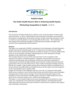 Position Paper The Public Health Nurse`s Role in Achieving Health